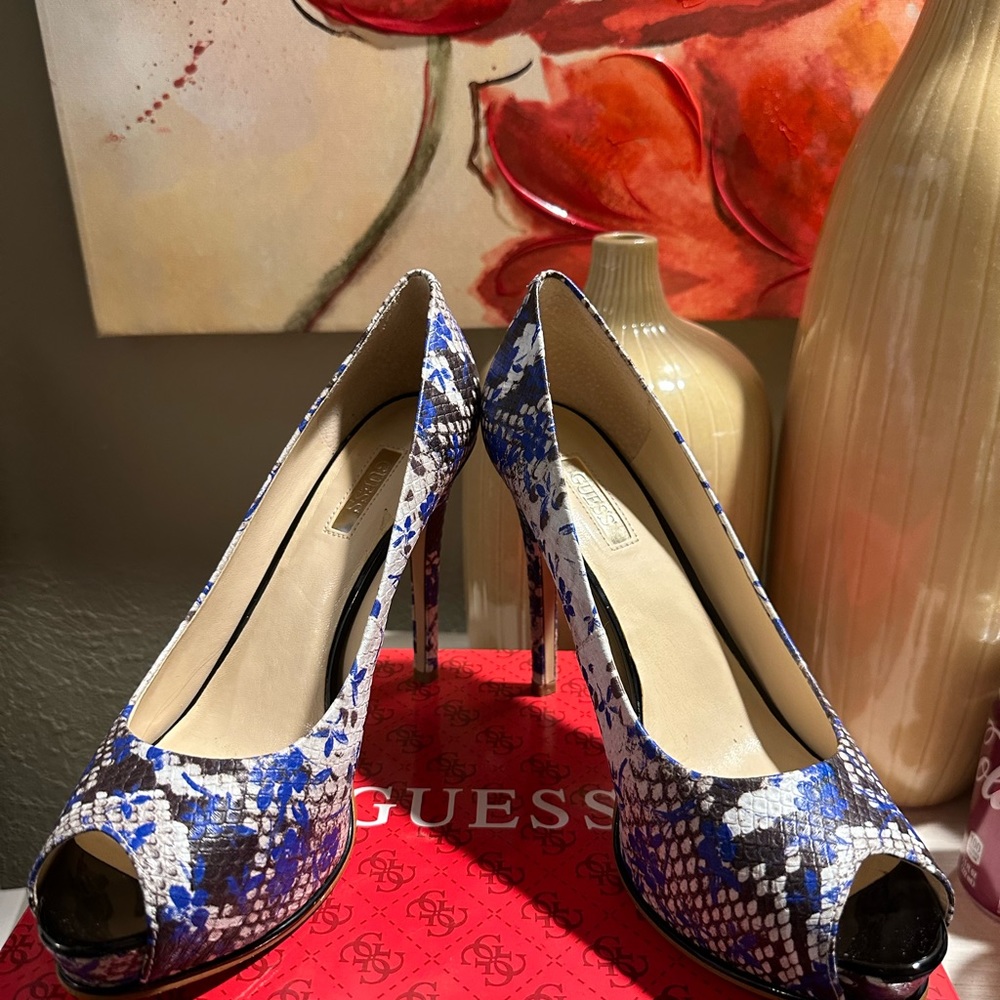 Guess blue snake high heels